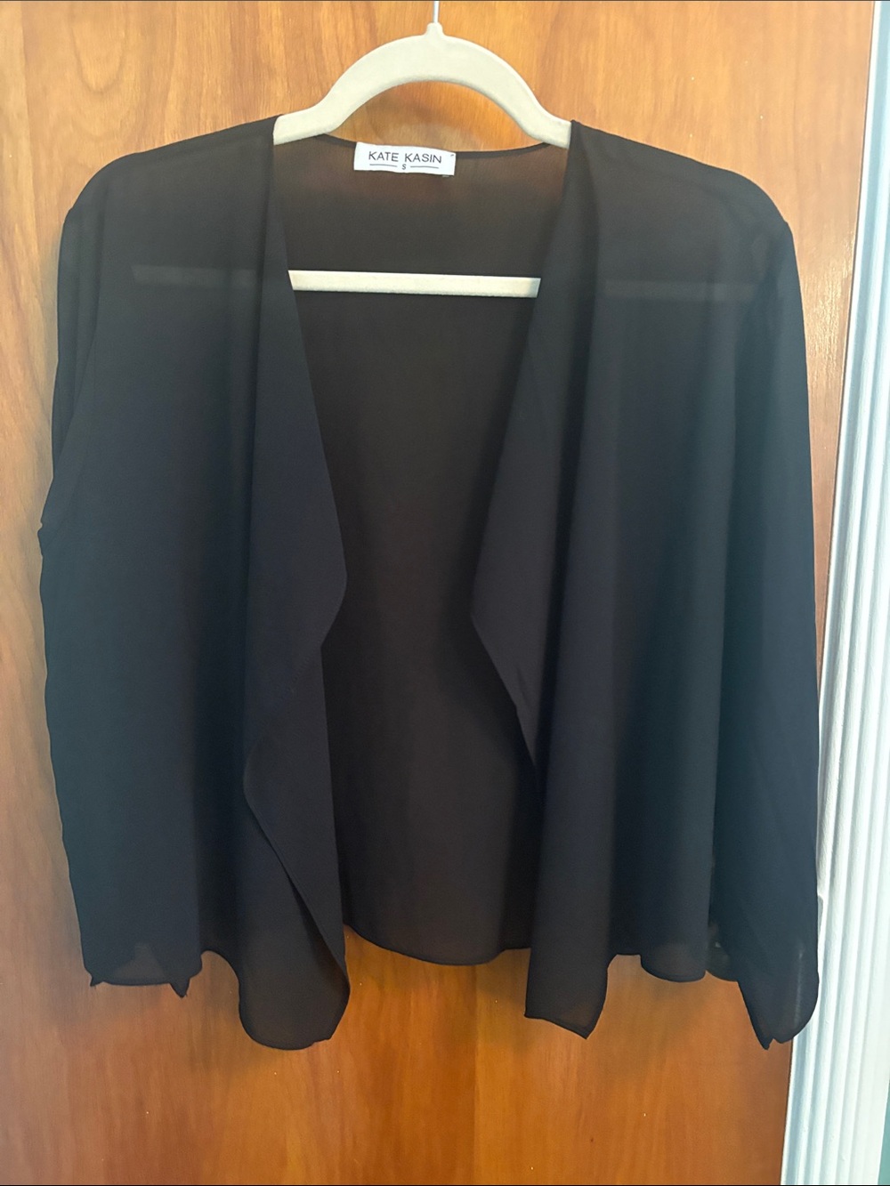 Black Sheer Draped Open-Front Jacket
